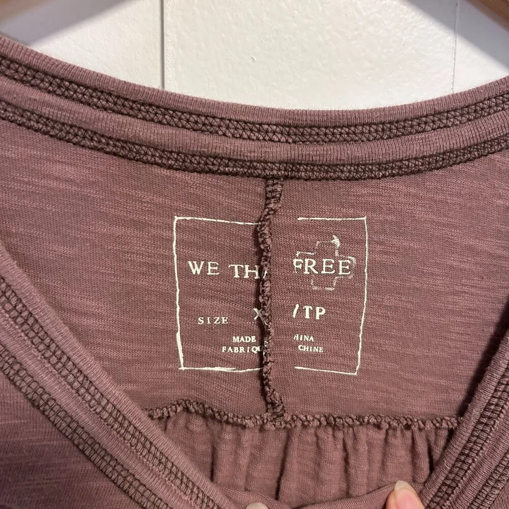 We the Free Cotton Long Sleeve Tee Purple Muave Relaxed - Picture 3 of 7